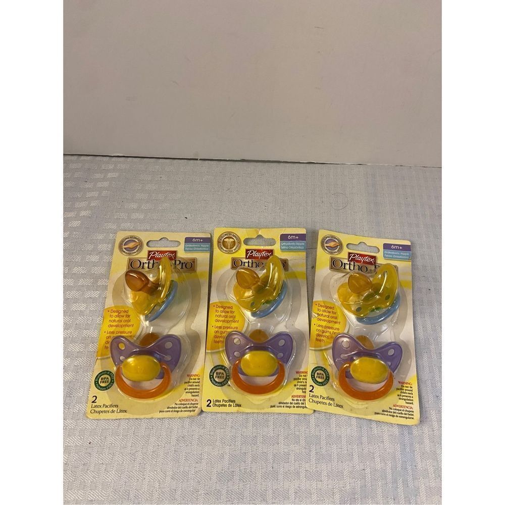 Playtex old stock 3 packs ortho  pacifiers‎ 2011 (6m)